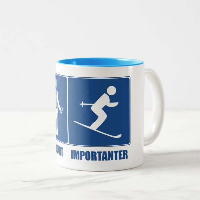 Work Is Important, Skiing Is Importanter Two-Tone Coffee Mug (Front Right)
