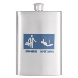 Work Is Important, Sky Diving Is Importanter Hip Flask