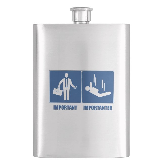 Work Is Important, Sky Diving Is Importanter Hip Flask (Front)