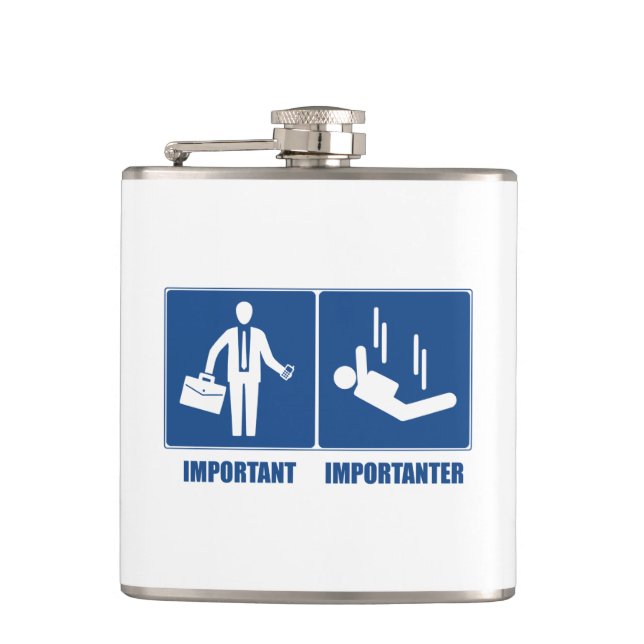 Work Is Important, Sky Diving Is Importanter Hip Flask (Front)