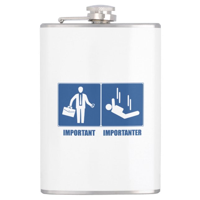 Work Is Important, Sky Diving Is Importanter Hip Flask (Front)