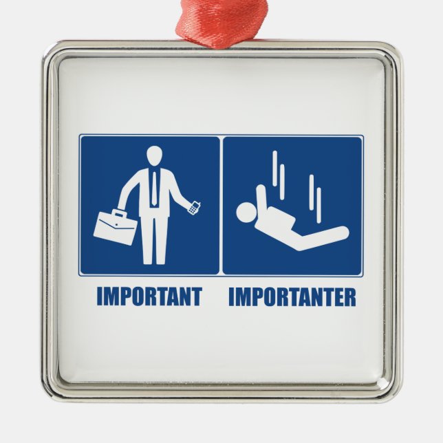 Work Is Important, Sky Diving Is Importanter Metal Ornament (Front)