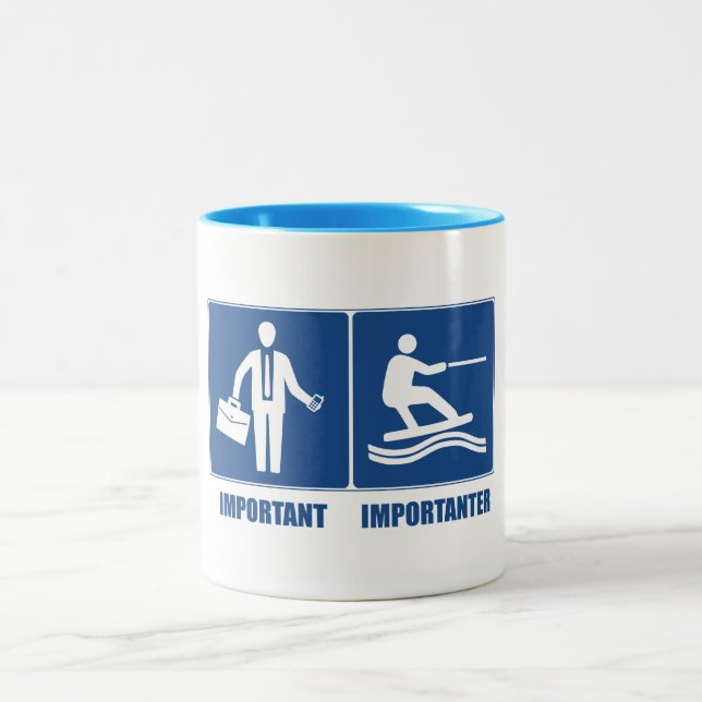 Work Is Important, Wakeboarding Is Importanter Two-Tone Coffee Mug (Center)