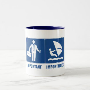 Work Is Important, Windsurfing Is Importanter Two-Tone Coffee Mug