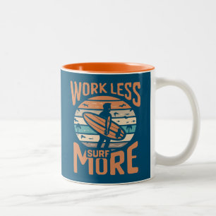 Work Less Surf More Two-Tone Coffee Mug