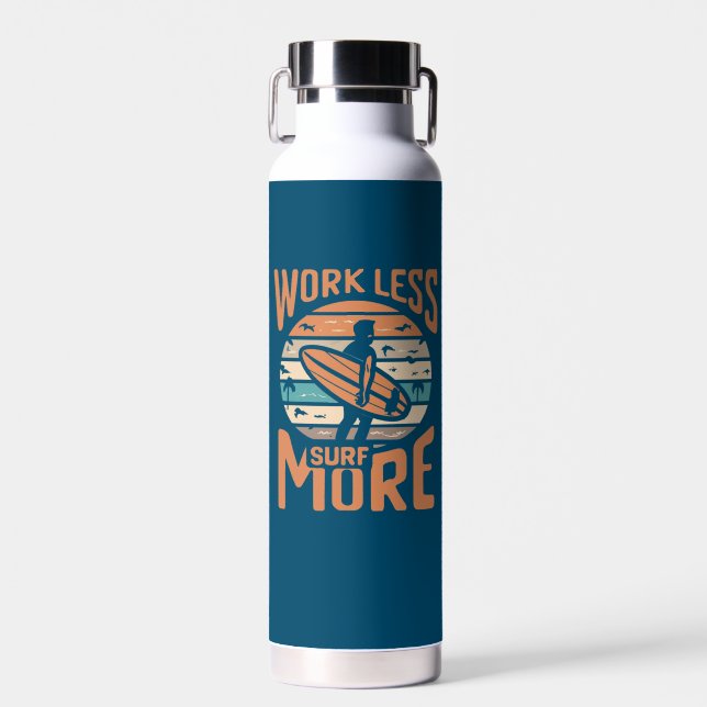 Work Less Surf More Water Bottle (Front)