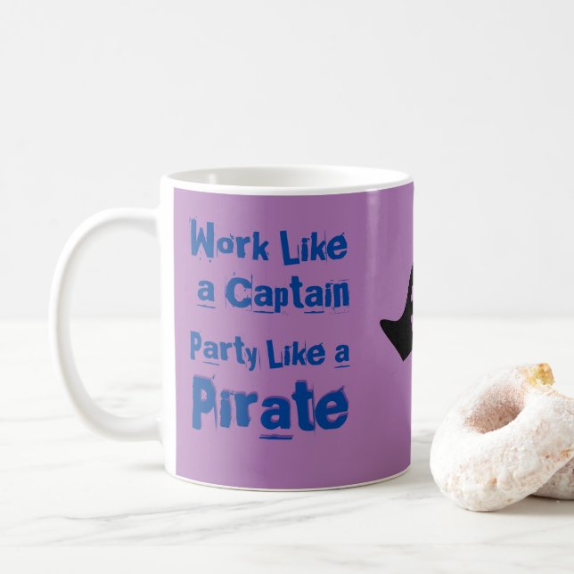 Work Like a Captain...Funny Work Quote Coffee Mug (With Donut)