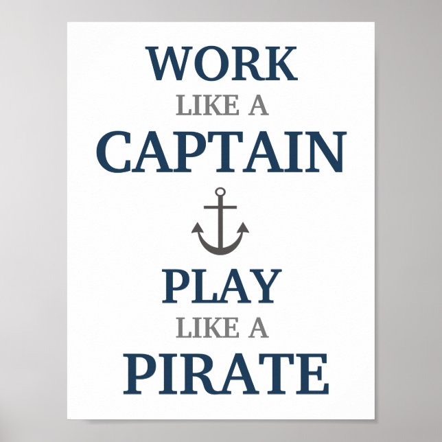 Work Like A Captain Nautical Nursery Print (Front)