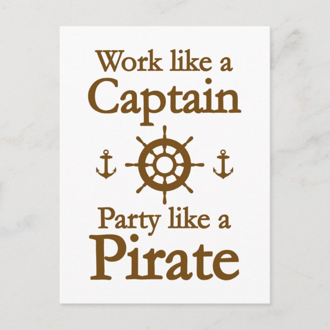 Work Like A Captain Party Like A Pirate Invitation Postcard (Front)
