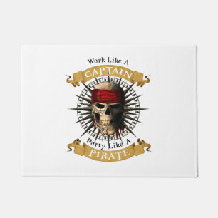 Work Like A Captain Party Like A Pirate Skull Joll Doormat