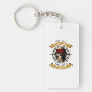 Work Like A Captain Party Like A Pirate Skull Joll Keychain