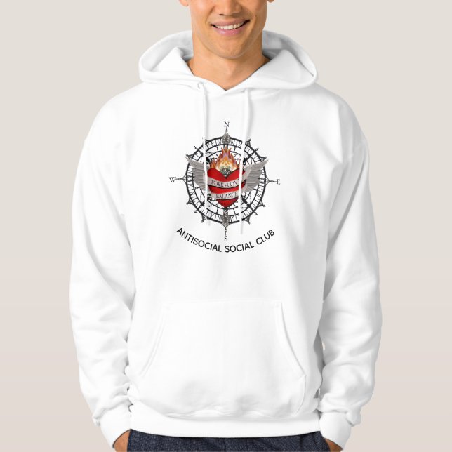 Work Love Balance Antisocial club Hoodie (Front)