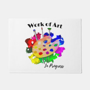 Work Of Art In Progress Artist Palette Brushes Doormat