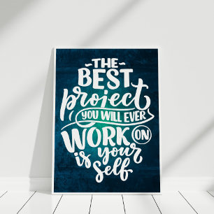 "Work on Yourself" Retro  Inspirational Quote Poster