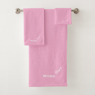 Work Out Logo Pale Pink Bath Towel Set