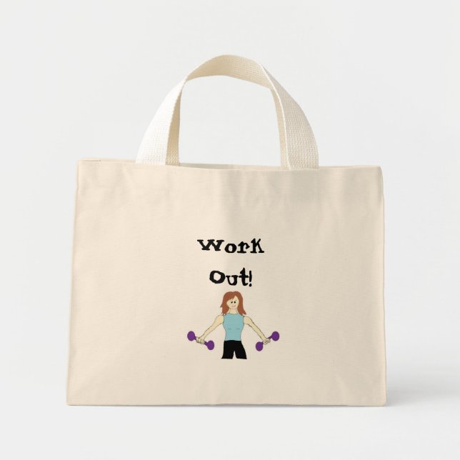 Work Out With Weights Mini Tote Bag (Front)