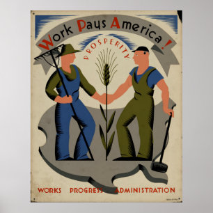 Work Pays America 1939 WPA Poster vintage