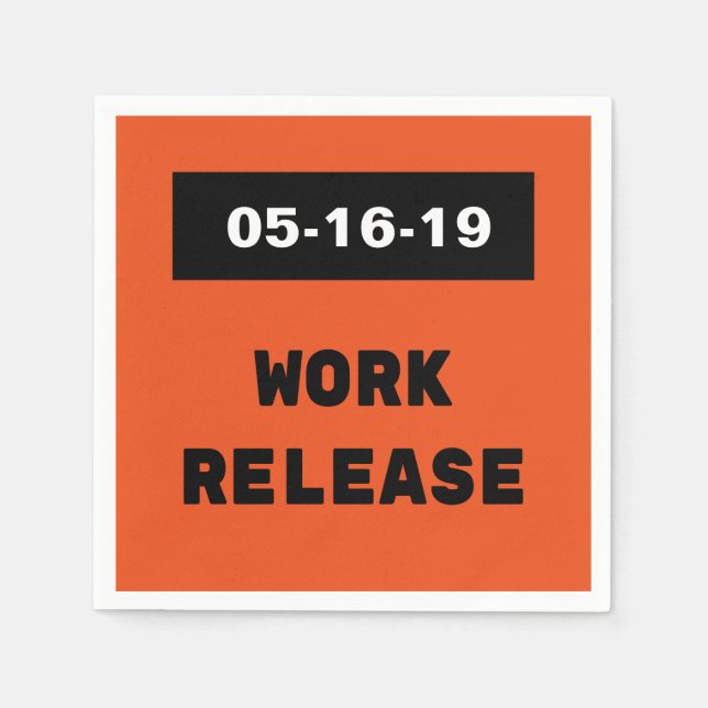 Work Release Retirement Gift Custom Date Napkin (Front)