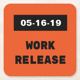 Work Release Retirement Gift Custom Date Square Paper Coaster