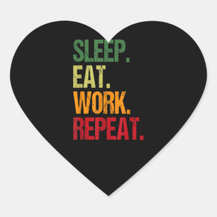 Work Repeat Hamster Wheel Heart Sticker