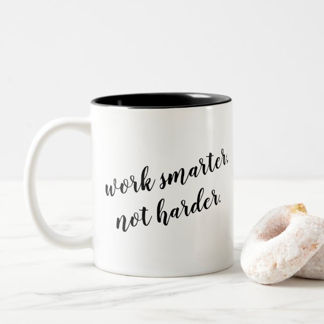Work Smarter, not harder quote design for Two-Tone Coffee Mug (With Donut)