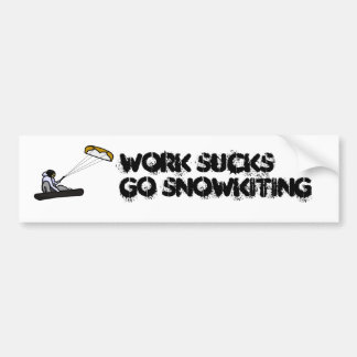 work sucks snowkiting bumper sticker