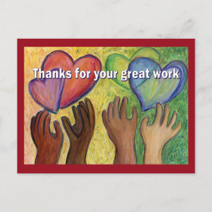 Work Thank You Hearts Art Postcard