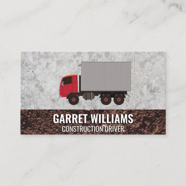 Work Truck Vehicle | Construction Semi Business Card (Front)