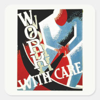 Work With Care - Vintage Depression Era WPA Poster