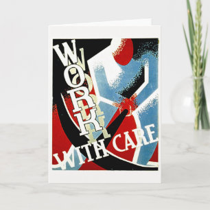 Work With Care - Vintage Depression Era WPA Poster Thank You Card