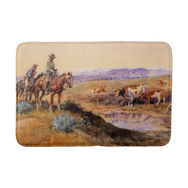 “Worked Over” Western Art by Charles M Russell Bath Mat (Front)