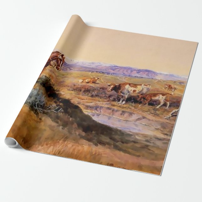“Worked Over” Western Art by Charles M Russell Wrapping Paper (Unrolled)