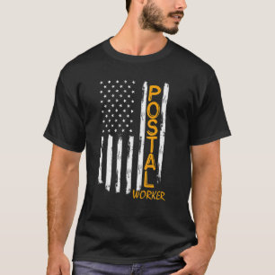 Worker American Distressed Flag US Postal Service T-Shirt