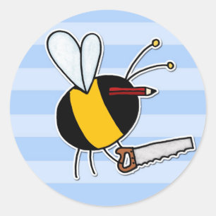 worker bee - carpenter classic round sticker