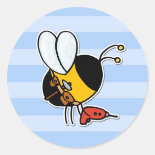 worker bee - handyman classic round sticker