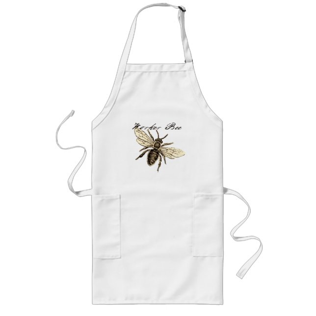 Worker Bee Insect Illustration Long Apron (Front)