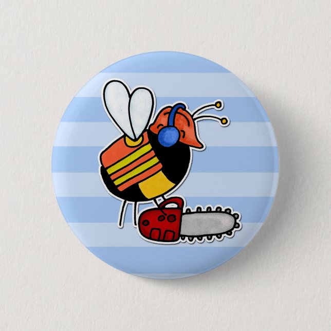 worker bee - lumberjack 2 inch round button (Front)
