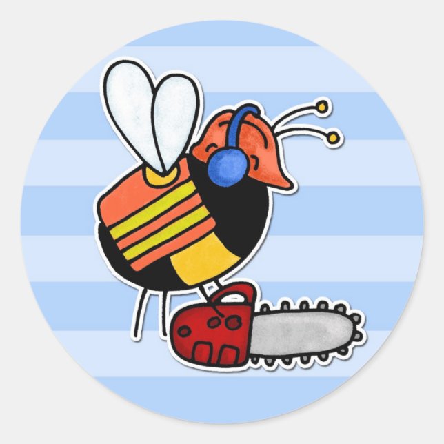 worker bee - lumberjack classic round sticker (Front)