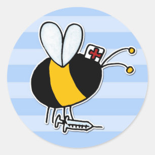 worker bee - nurse classic round sticker