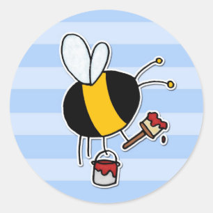 worker bee - painter classic round sticker