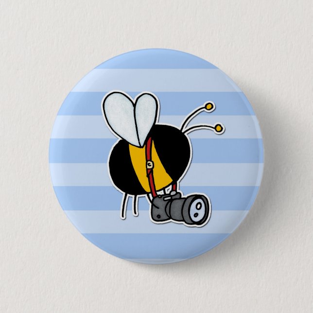 worker bee - photographer 2 inch round button (Front)