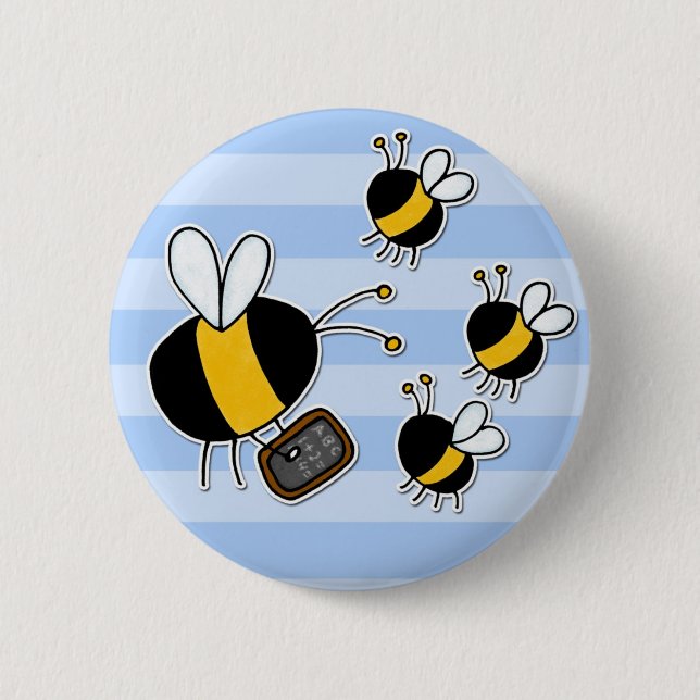 worker bee - teacher 2 inch round button (Front)