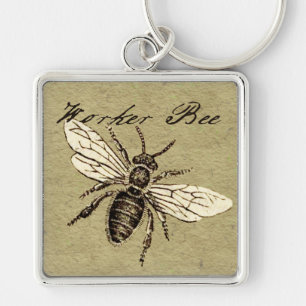 Worker Bee Vintage Drawing Artwork Print Keychain