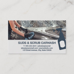 Worker Cleaning Cars   Hands Wash   Soap Business Card