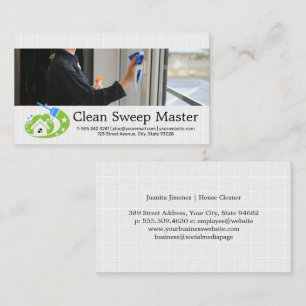 Worker Cleaning Glass  Business Card