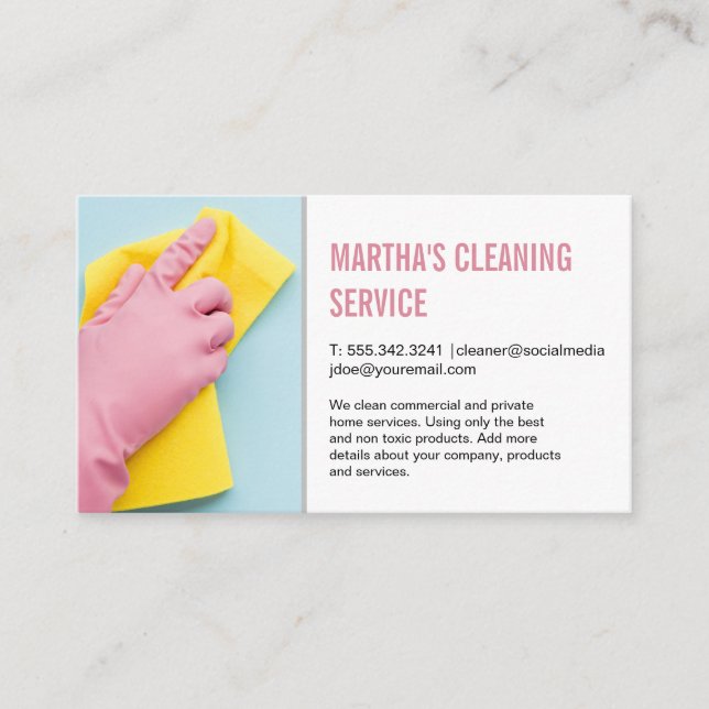 Worker Cleaning with a Towel Business Card (Front)