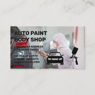 Worker Spraying Car with Paint Business Card