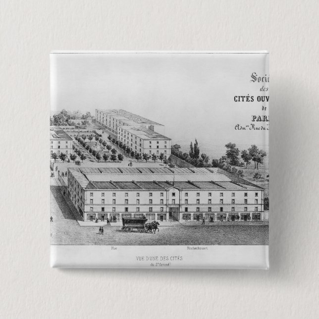 Workers' housing estate 2 inch square button (Front)