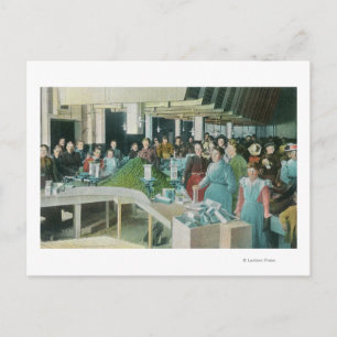 Workers Packing Seeded Raisins at Plant Postcard