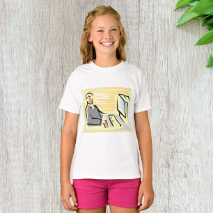 Working At A Computer Girls T-Shirt